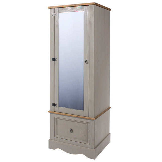 Corona - Wardrobe - 1 Door 1 Drawer Mirrored