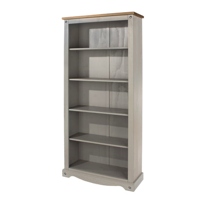 Corona White - Bookcase - 5 Shelf & Antique Waxed Pine Top