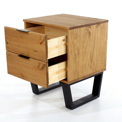 Texas - Bedside Table - 2 Drawer Industrial & Metal Legs