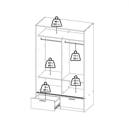 Line 2-Door 2-Drawer Wardrobe With Sliding Doors – Choice Of Finishes