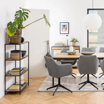 Seaford - Black Metal Low Bookcase with 3 Shelves