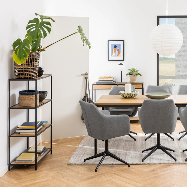 Seaford - Black Metal Low Bookcase with 3 Shelves