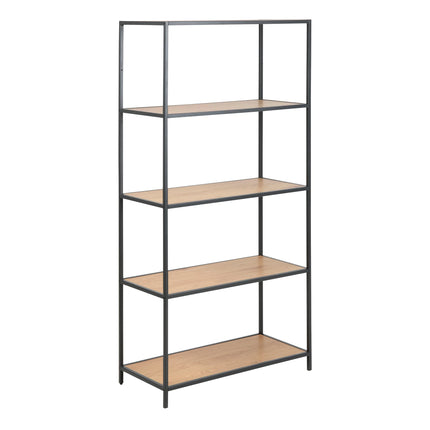 Seaford - Tall Black Metal Bookcase with 4 Shelves