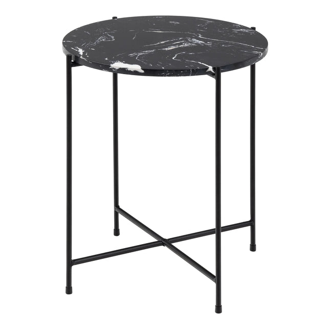 Avila - Side Table with Black Polished Marble Stone 42x45cm