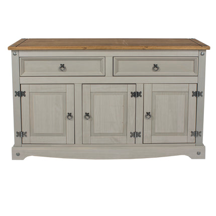Corona White - Sideboard - 3 Door 2 Drawer & Antique Waxed Pine Top