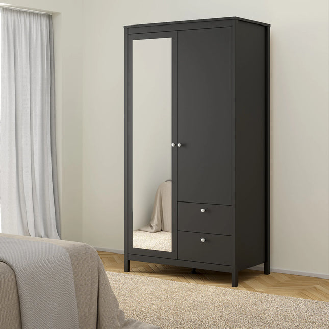Madrid - Wardrobe with 1 Door + 1 Mirror Door + 2 Drawers