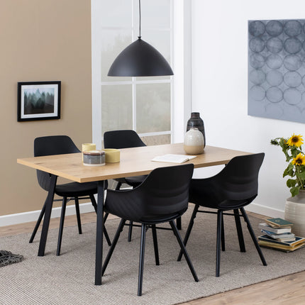 Cenny Dining Table Oak Effect Metal Legs 160cm Industrial