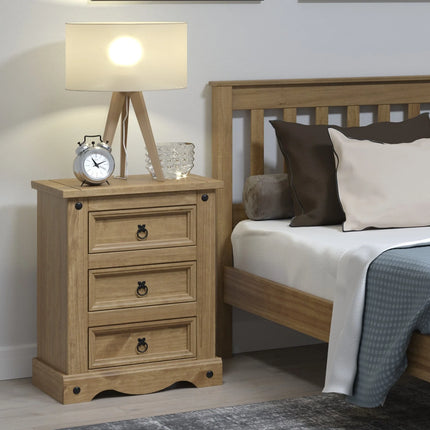 Corona - Bedside Cabinet - 3 Drawer Solid Pine Traditional