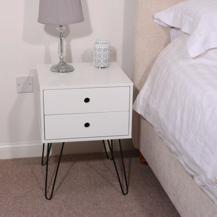 Options - Bedside Table - 2 Drawer & Hairpin Legs